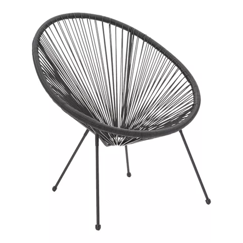Πολυθρόνα Acapulco pakoworld μεταλλο-pe rattan σε μαύρη απόχρωση 68.5x74.5x84εκ