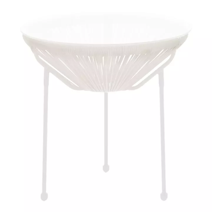 Τραπέζι Acapulco pakoworld μεταλλο-pe rattan σε λευκή απόχρωση Φ50x52εκ