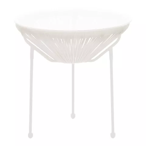 Τραπέζι Acapulco pakoworld μεταλλο-pe rattan σε λευκή απόχρωση Φ50x52εκ