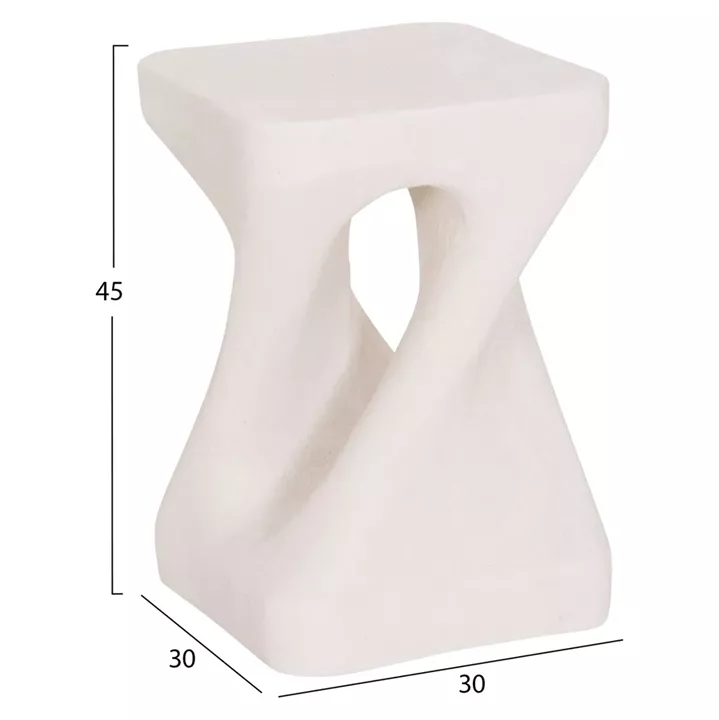 ΣΚΑΜΠΟ ΤΕΤΡΑΓΩΝΟ SANTORINI HM18337 ΠΟΛΥΡΗΤΙΝΗ--ΥΠΟΛΕΥΚΟ ΧΡΩΜΑ 30x30x45Yεκ