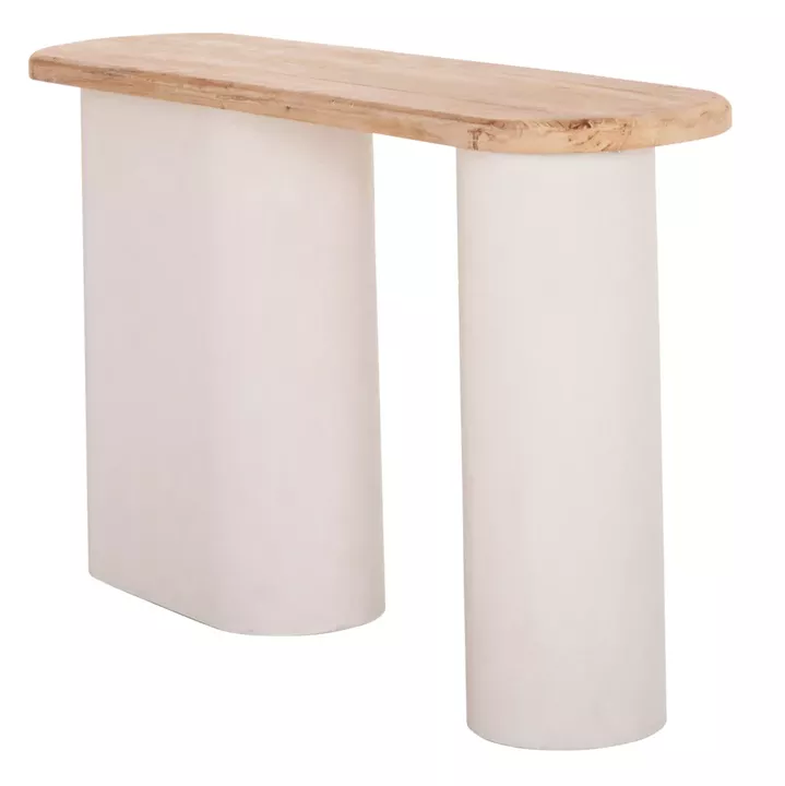 CONSOLE SANTORINI HM18338 FIR WOOD TABLETOP-MDF BASE IN OFF-WHITE 150x35x82Hcm.