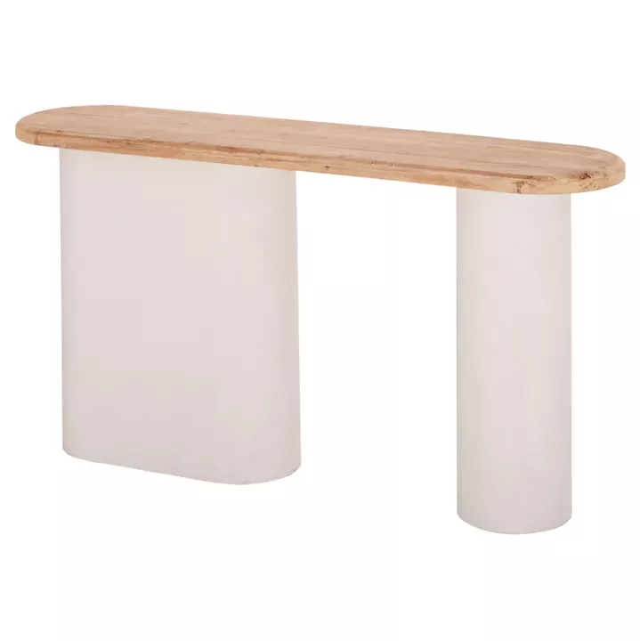 CONSOLE SANTORINI HM18338 FIR WOOD TABLETOP-MDF BASE IN OFF-WHITE 150x35x82Hcm.