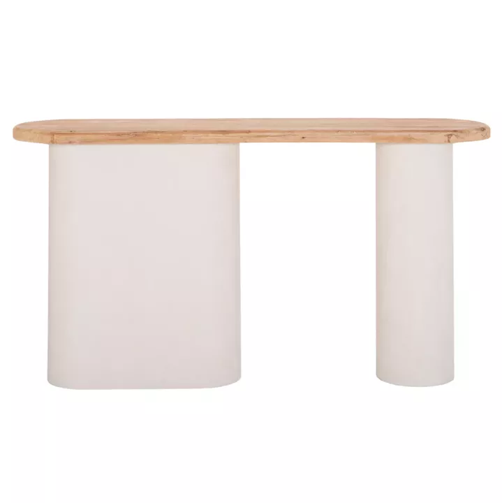 CONSOLE SANTORINI HM18338 FIR WOOD TABLETOP-MDF BASE IN OFF-WHITE 150x35x82Hcm.