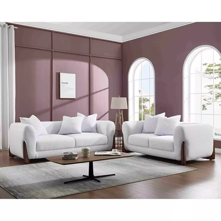 KANSAS Set Σαλόνι - Καθιστικό, 2Θέσιος-3Θέσιος, Teddy Ύφασμα Άσπρο