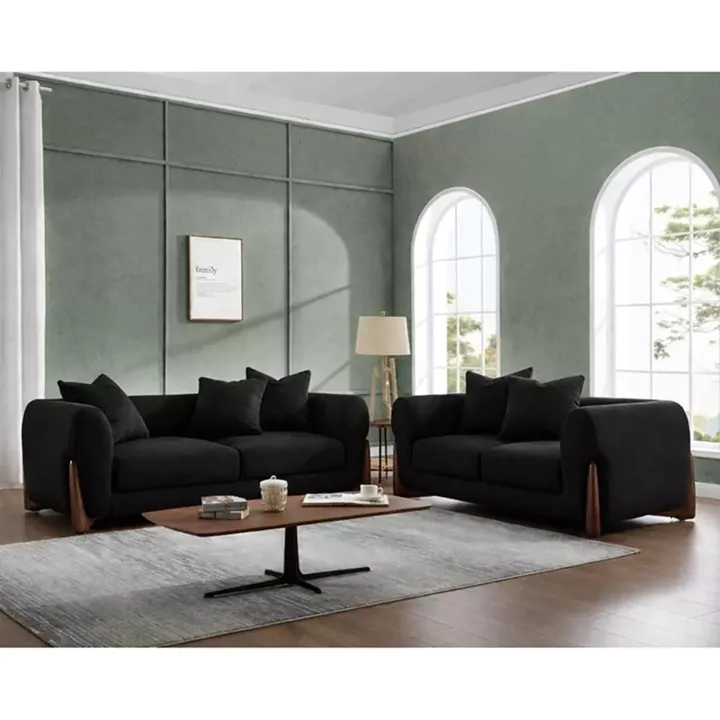 KANSAS Set Σαλόνι - Καθιστικό, 2Θέσιος-3Θέσιος, Teddy Ύφασμα Μαύρο