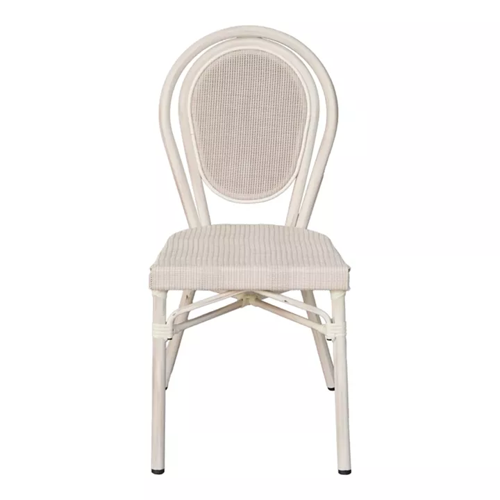 Καρέκλα Nacia pakoworld στοιβαζόμενη αλουμίνιο-textilene λευκό 45x59x85εκ