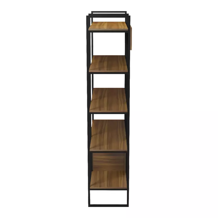 Βιβλιοθήκη Rhombo pakoworld καρυδί-μαύρο 120x35x180εκ