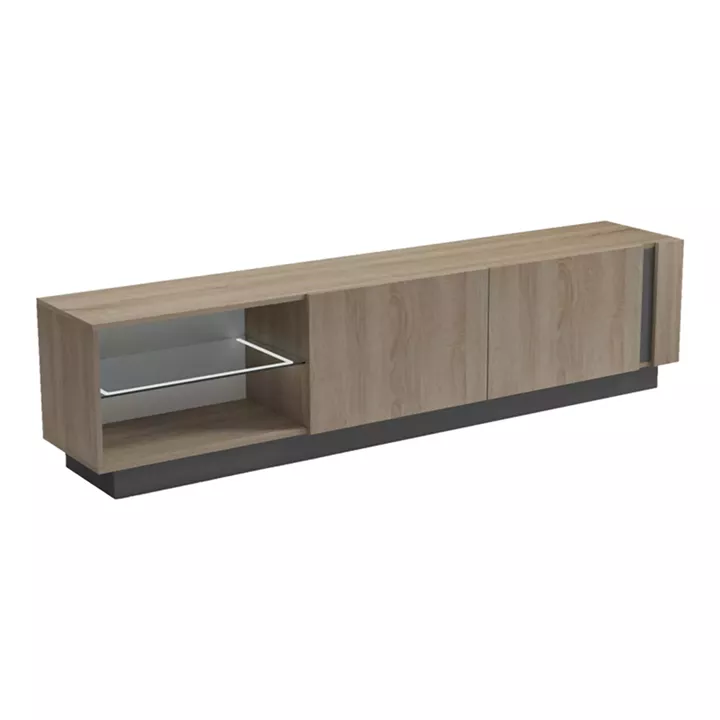 Έπιπλο τηλεόρασης με Led Vario pakoworld sonoma - ανθρακί 185.6x35x45εκ