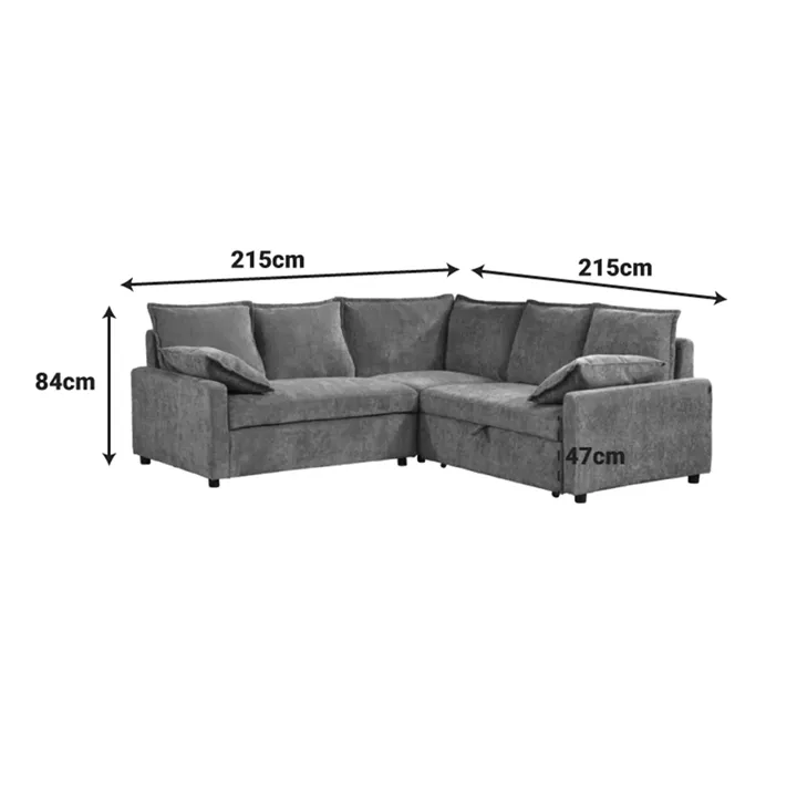 Corner sofa bed Lounivo pakoworld beige fabric 215x215x84cm