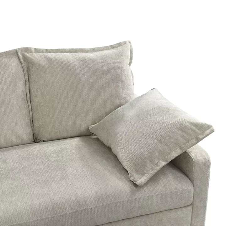 Corner sofa bed Lounivo pakoworld beige fabric 215x215x84cm