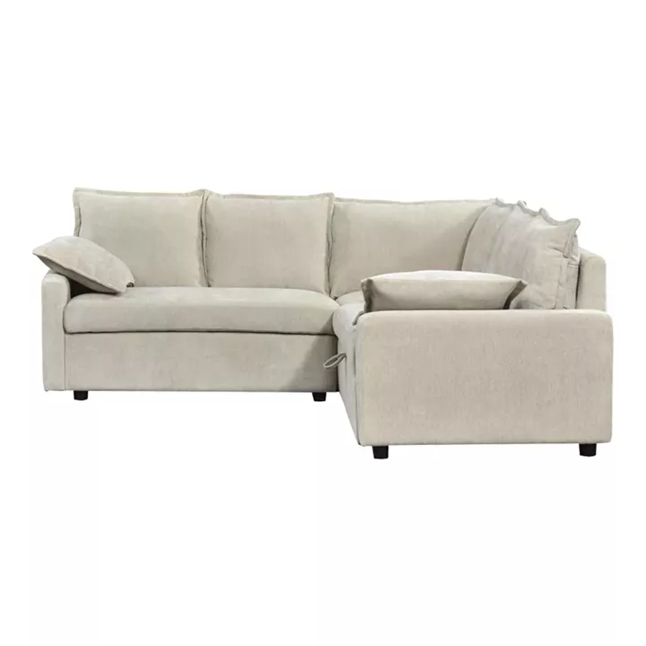 Corner sofa bed Lounivo pakoworld beige fabric 215x215x84cm