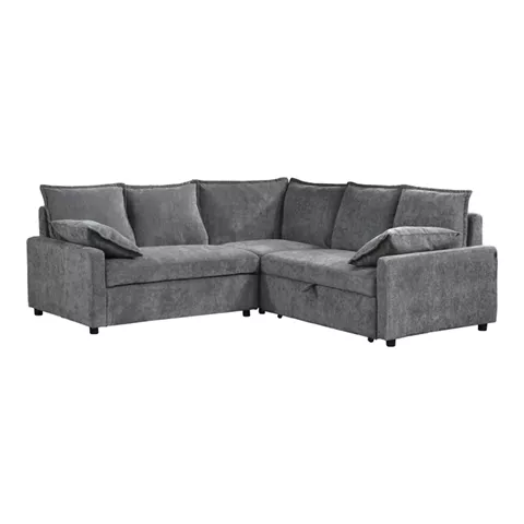 Corner sofa bed Lounivo pakoworld anthracite fabric 215x215x84cm