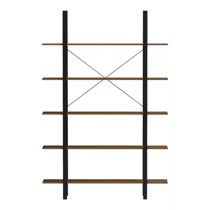 Βιβλιοθήκη-Ραφιέρα Varous pakoworld καρυδί-μαύρο μέταλλο 120x28x180εκ