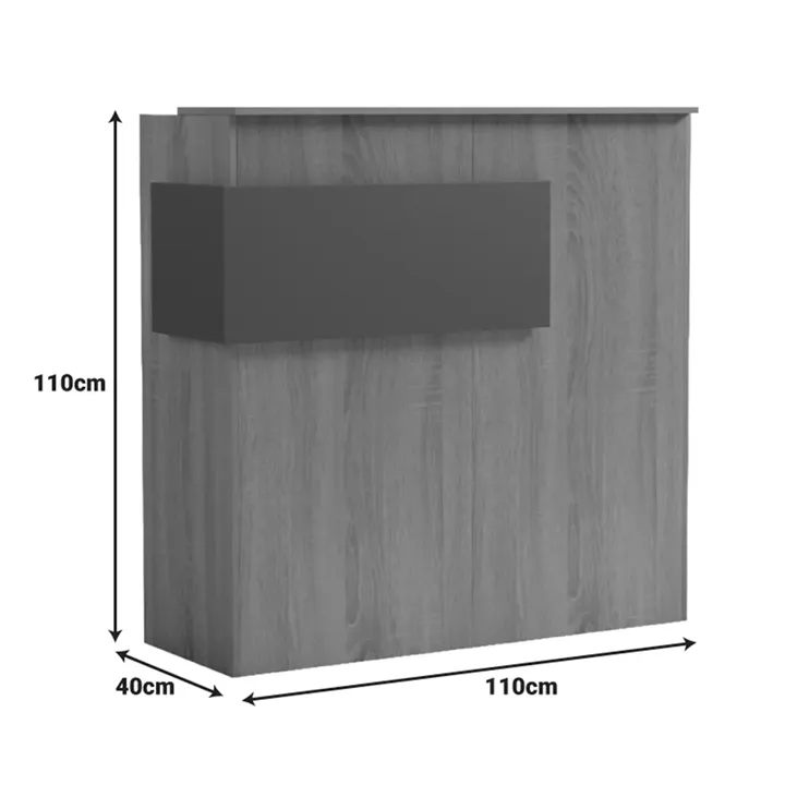 Γραφείο reception Optima pakoworld με led sonoma-ανθρακί 110x40x110εκ