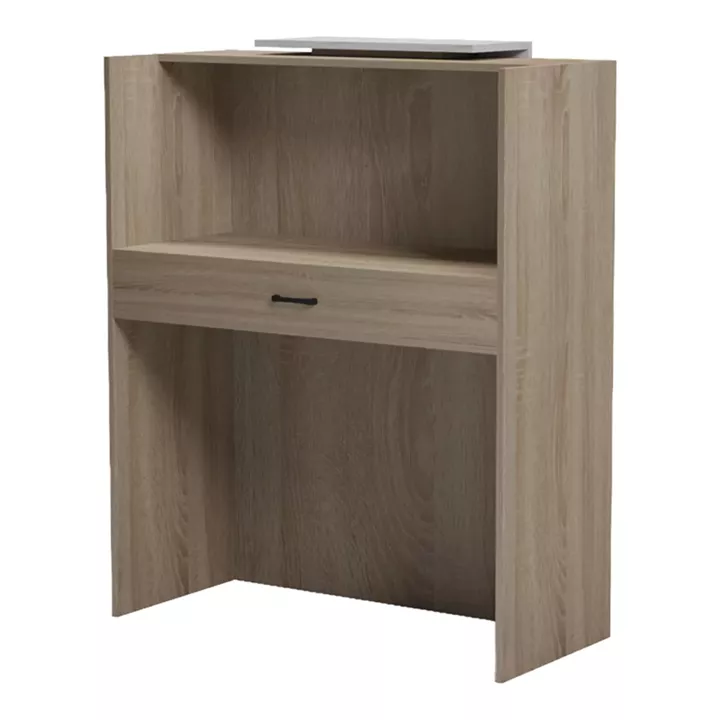 Reception desk Zowel pakoworld with LED sonoma-white marble look 90x40x110cm