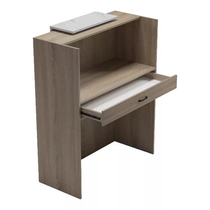 Reception desk Zowel pakoworld with LED sonoma-white marble look 90x40x110cm