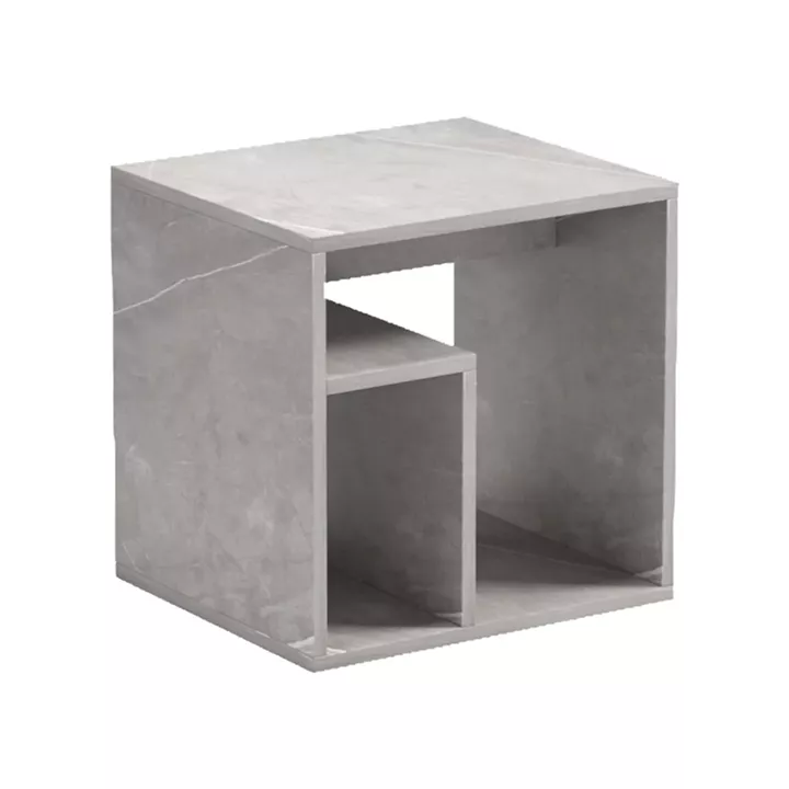 Doublo side table pakoworld grey beige marble look 40x35x40cm