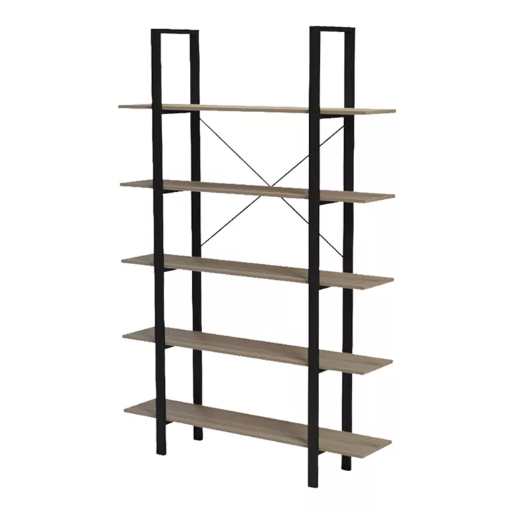 Βιβλιοθήκη-Ραφιέρα Loftie pakoworld sonoma-μαύρο μέταλλο 126x28x165εκ