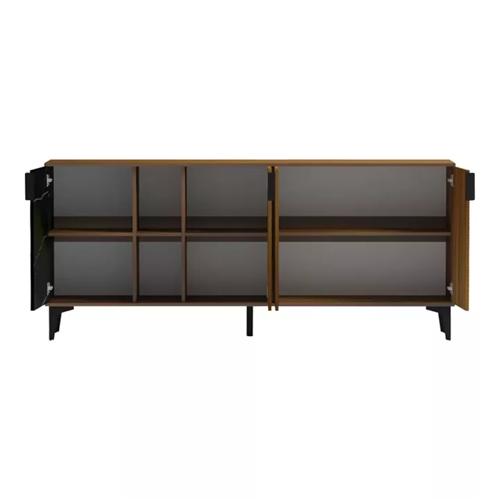 Μπουφές Riba pakoworld καρυδί-μαύρη όψη μαρμάρου 180x40x78εκ