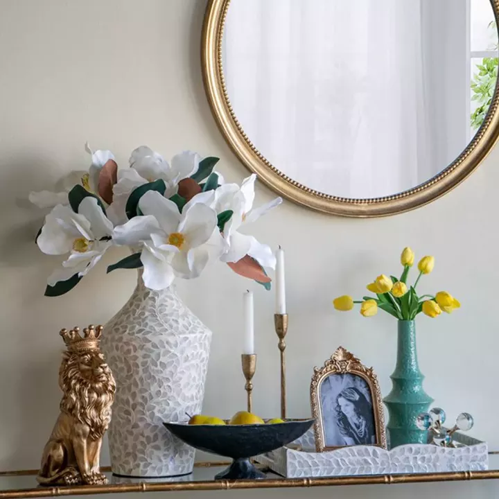 Artekko Ivory Γκρι Βάζο από Μπαμπού και Capiz (25x25x50)cm