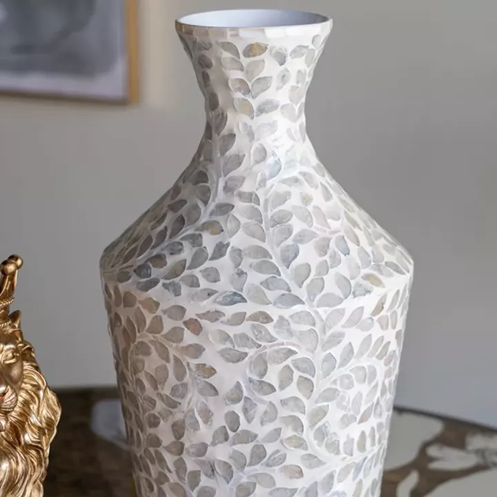 Artekko Ivory Γκρι Βάζο από Μπαμπού και Capiz (25x25x50)cm