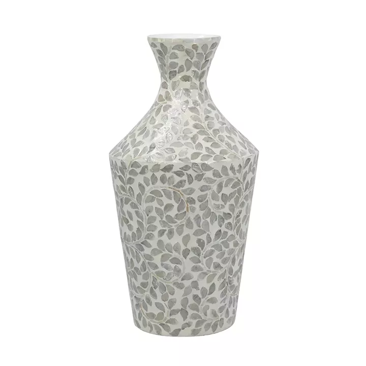 Artekko Ivory Γκρι Βάζο από Μπαμπού και Capiz (25x25x50)cm