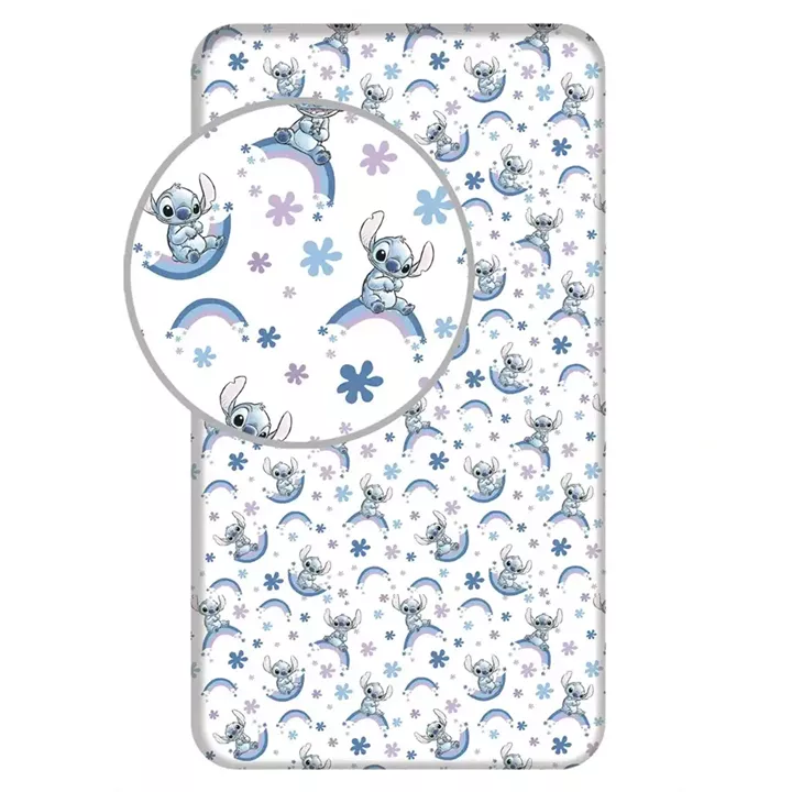 Σεντόνι Βαμβακερό Stitch Rainbow Μονό Με Λάστιχο