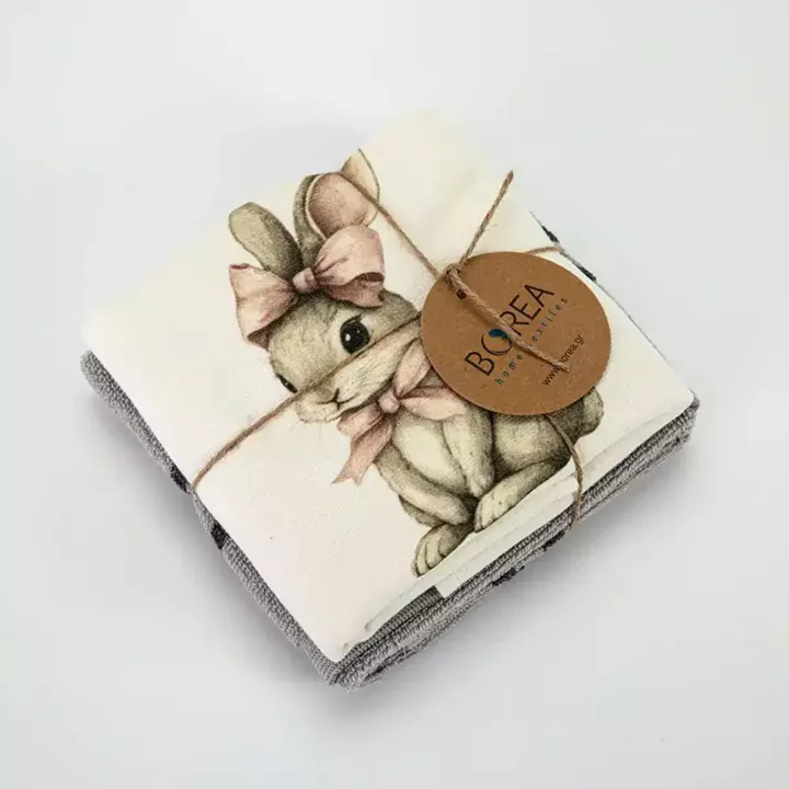 Ποτηρόπανα Κουζίνας Pink Rabbit Σετ 2ΤΜΧ