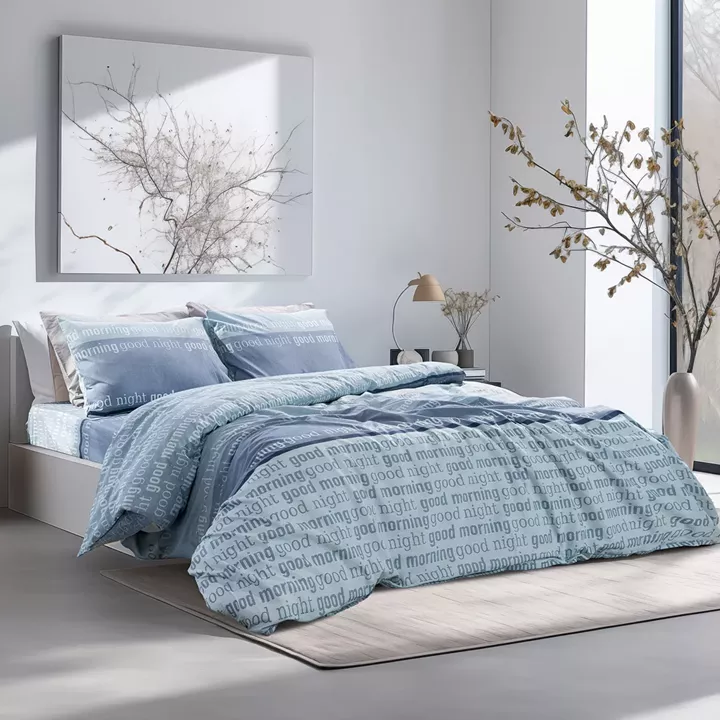 Beauty Home Σετ σεντόνια υπέρδιπλα με λάστιχο Glory Art 12366 170x200+32 Βεραμάν,Μπλε