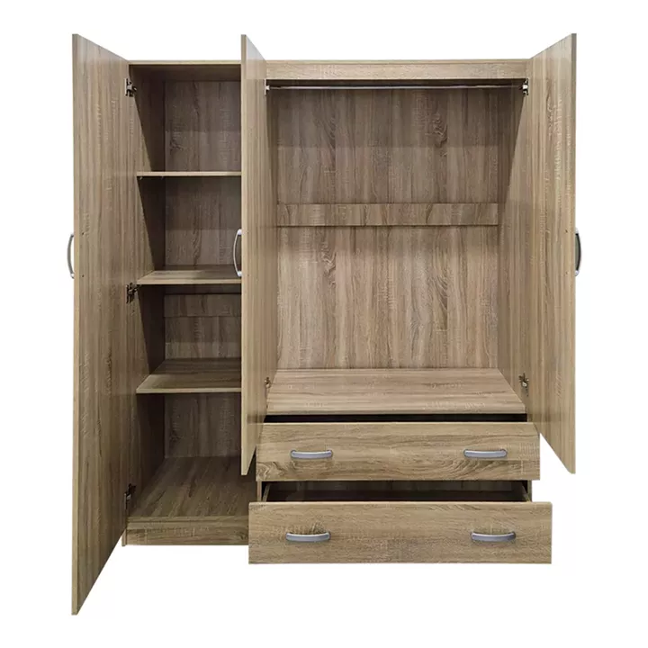 Three-leaf wardrobe with 2 drawers Alvia pakoworld sonoma 150x51x180cm