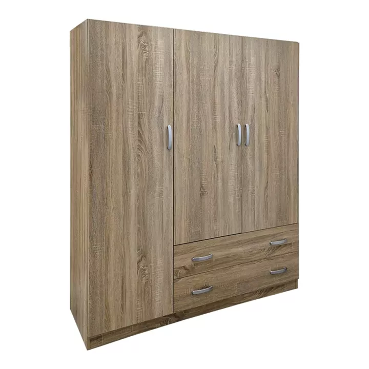 Three-leaf wardrobe with 2 drawers Alvia pakoworld sonoma 150x51x180cm