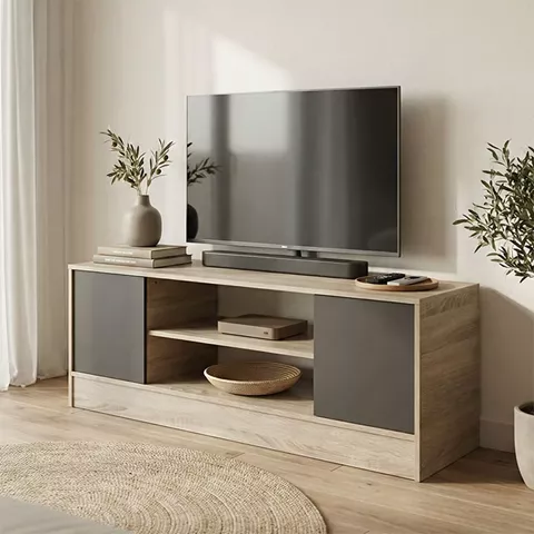 Έπιπλο τηλεόρασης Sasa pakoworld sonoma-ανθρακί 120x35x41.5εκ