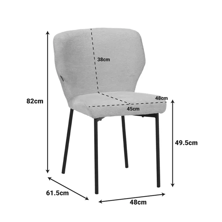 Καρέκλα Mavier pakoworld ύφασμα γκρι-πόδια μαύρο μεταλλικό 48x61.5x82εκ