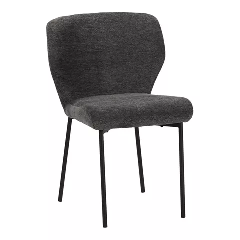 Mavier chair pakoworld grey fabric-black metal legs 48x61.5x82cm
