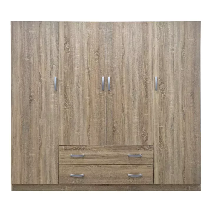 Ντουλάπα τετράφυλλη με 2 συρτάρια Alvia pakoworld sonoma 200x51x180εκ