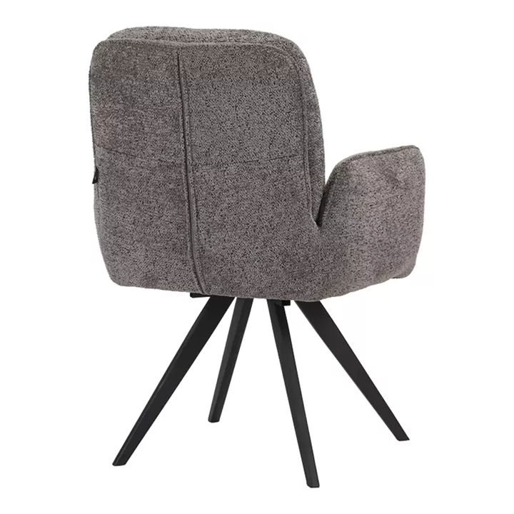 Πολυθρόνα περιστρεφόμενη Novo pakoworld ύφασμα ανθρακί μπουκλε-πόδια μαύρο μεταλλικό 65.5x60x90εκ