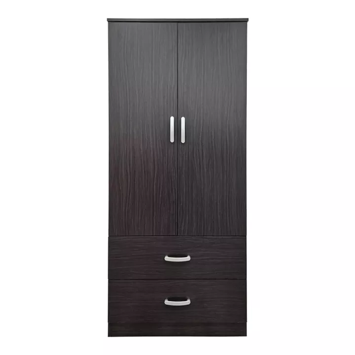 Ντουλάπα δίφυλλη με 2 συρτάρια Alvia pakoworld wenge 80x51.5x180εκ