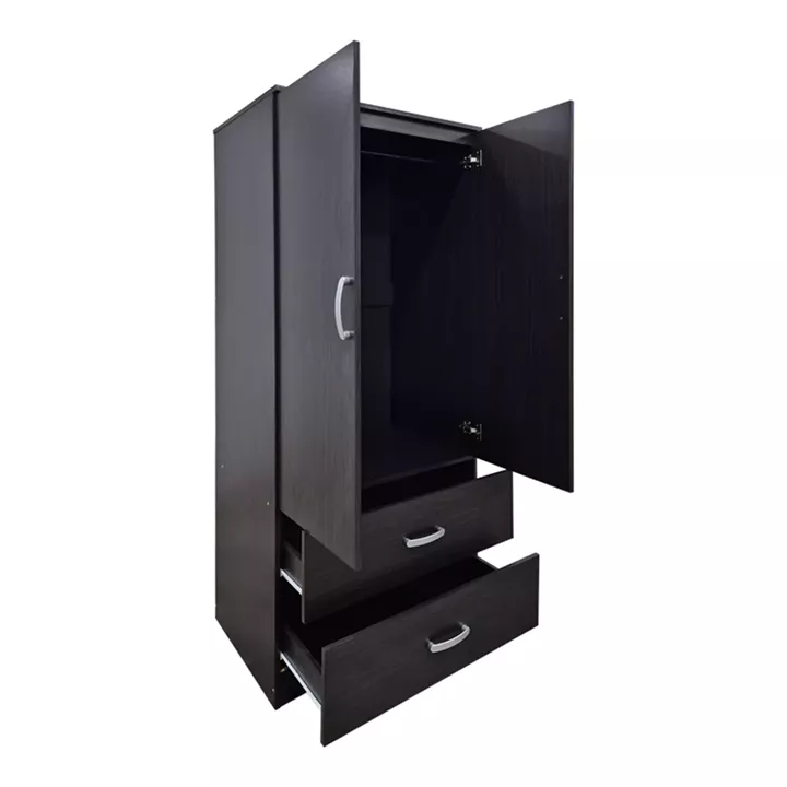 Ντουλάπα δίφυλλη με 2 συρτάρια Alvia pakoworld wenge 80x51.5x180εκ