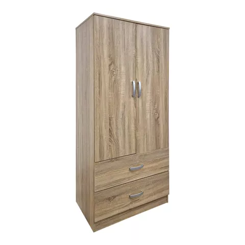 Ντουλάπα δίφυλλη με 2 συρτάρια Alvia pakoworld sonoma 80x51.5x180εκ