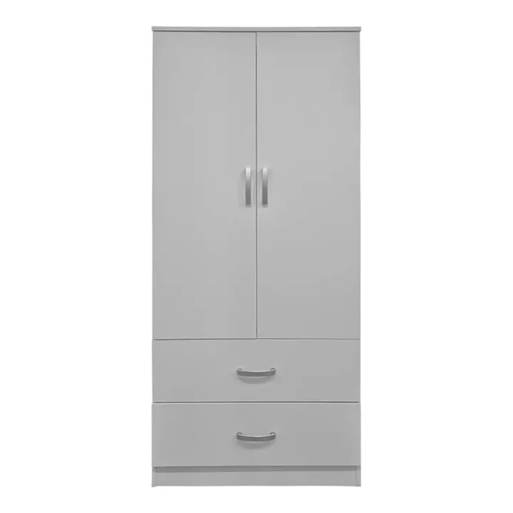 Ντουλάπα δίφυλλη με 2 συρτάρια Alvia pakoworld λευκή 80x51.5x180εκ