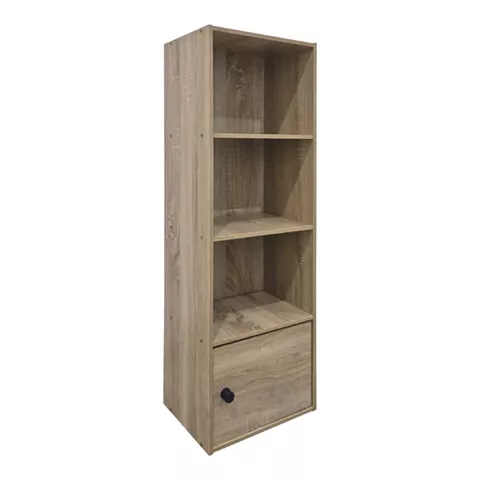 Βιβλιοθήκη-στήλη Lenobia pakoworld με ντουλάπι sonoma 30.5x24x95εκ