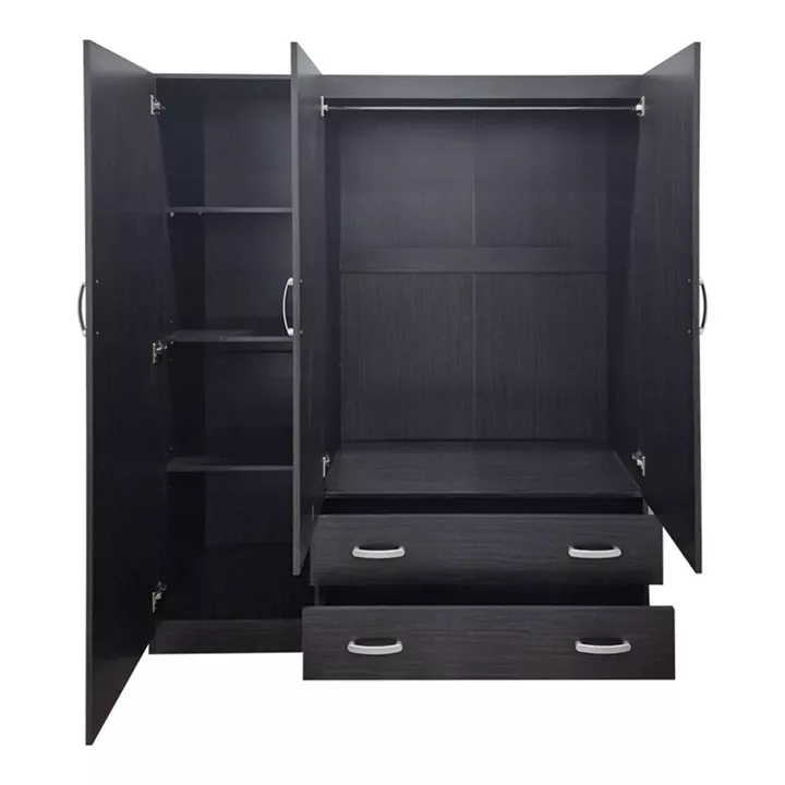 Ντουλάπα τρίφυλλη με 2 συρτάρια Alvia pakoworld wenge150x51x180εκ