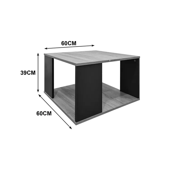 Τραπέζι σαλονιού Zelegan pakoworld sonoma-ανθρακί 60x60x39εκ