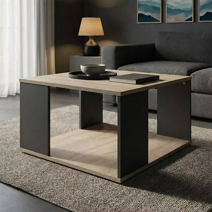 Τραπέζι σαλονιού Zelegan pakoworld sonoma-ανθρακί 60x60x39εκ