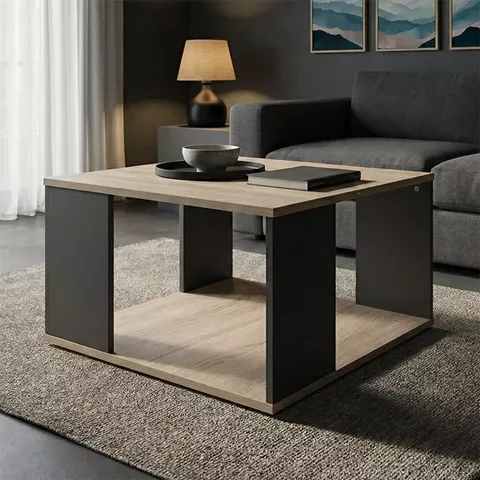 Τραπέζι σαλονιού Zelegan pakoworld sonoma-ανθρακί 60x60x39εκ