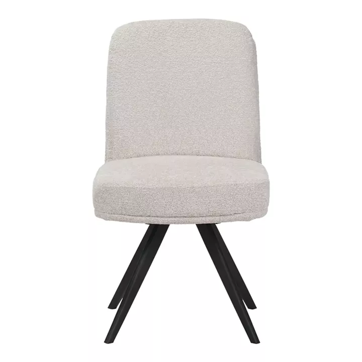 Καρέκλα περιστρεφόμενη Novo pakoworld ύφασμα λευκό μπουκλε-πόδια μαύρο μεταλλικό 65.5x50x90εκ