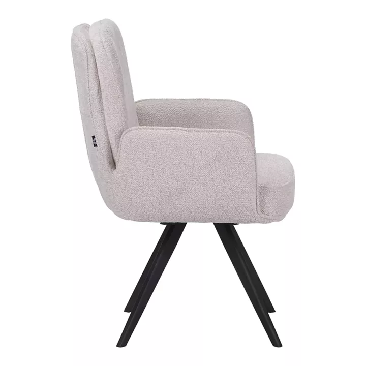 Πολυθρόνα περιστρεφόμενη Novo pakoworld ύφασμα λευκό μπουκλε-πόδια μαύρο μεταλλικό 65.5x60x90εκ