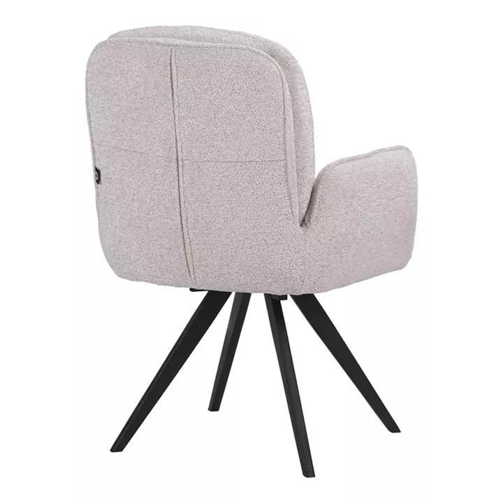 Πολυθρόνα περιστρεφόμενη Novo pakoworld ύφασμα λευκό μπουκλε-πόδια μαύρο μεταλλικό 65.5x60x90εκ