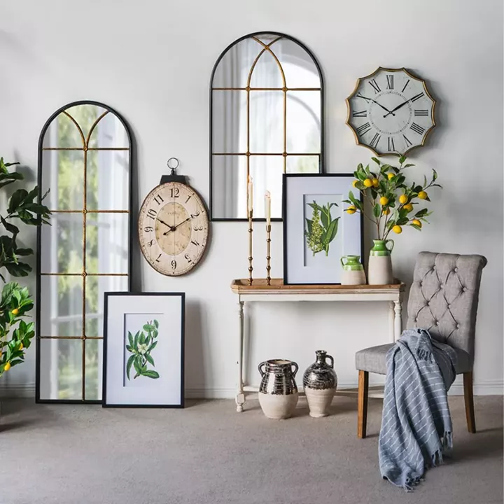 Artekko Capri Μαύρος Μεταλλικός Καθρέπτης Τούχου με Μπρονζέ Λεπτομέρειες (72x2.5x119.5)cm