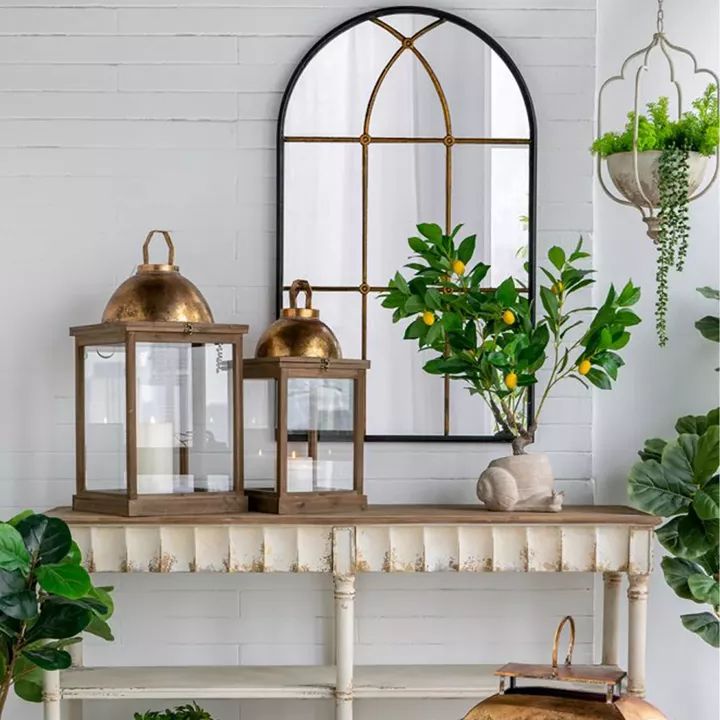 Artekko Capri Μαύρος Μεταλλικός Καθρέπτης Τούχου με Μπρονζέ Λεπτομέρειες (72x2.5x119.5)cm